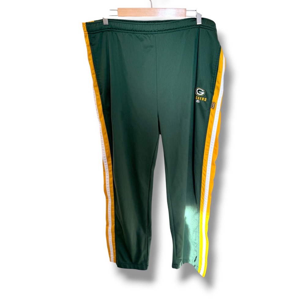 Green Bay Packers Track Pants Mens L Green Gold NFL VF Imagewear Side Stripe